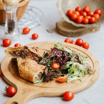 Поднос бамбуковый с ручкой 46х35,5см WL-771103