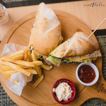 Поднос бамбуковый с ручкой 46х35,5см WL-771103