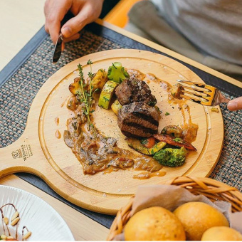 Поднос бамбуковый с ручкой 46х35,5см WL-771103