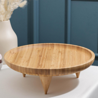 Поднос бамбуковый на ножках 46см WL-771232