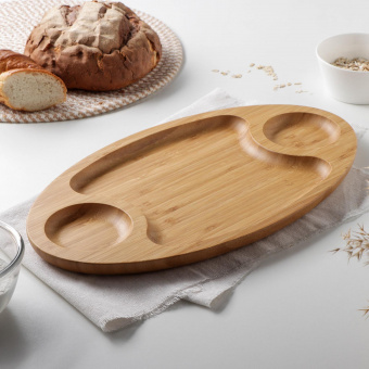 Поднос бамбуковый на 3 секции 40,5х23см WL-771040